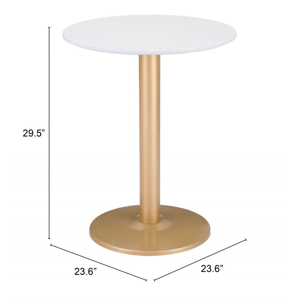 TABLE ZUO 101570 | Dining Table | Gold White | Painted MDF | Powder Coated Steel | Inside | Kitchen Living Room Office Bar Area