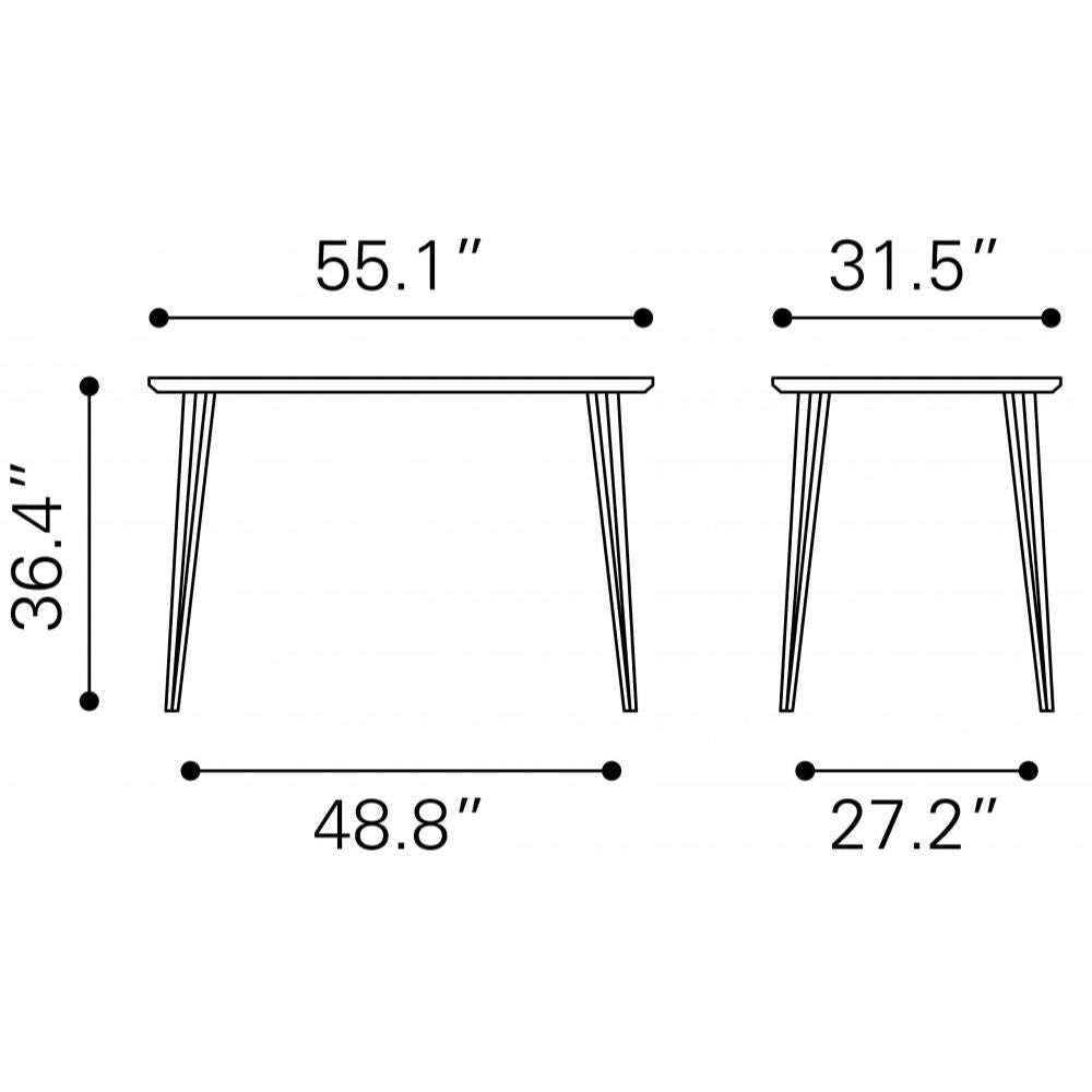 TABLE ZUO DEUS 101890 | Counter Table | Black Gold | Faux Wood MDF | Painted Steel | Inside | Kitchen Living Room Office Bar Area