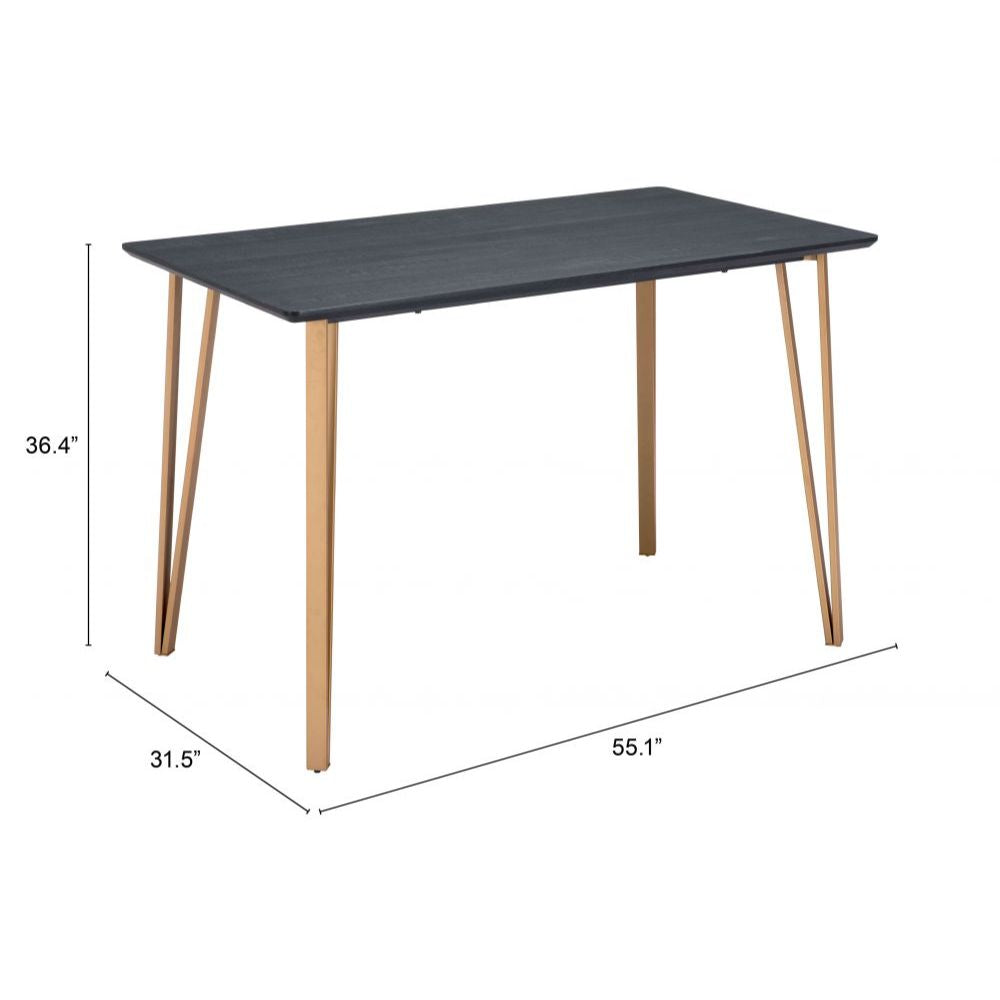 TABLE ZUO DEUS 101890 | Counter Table | Black Gold | Faux Wood MDF | Painted Steel | Inside | Kitchen Living Room Office Bar Area