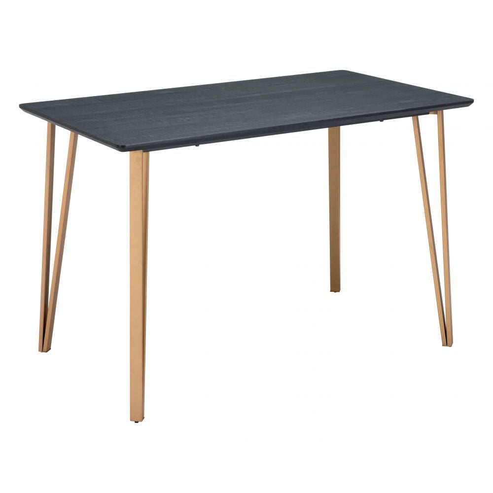 TABLE ZUO DEUS 101890 | Counter Table | Black Gold | Faux Wood MDF | Painted Steel | Inside | Kitchen Living Room Office Bar Area
