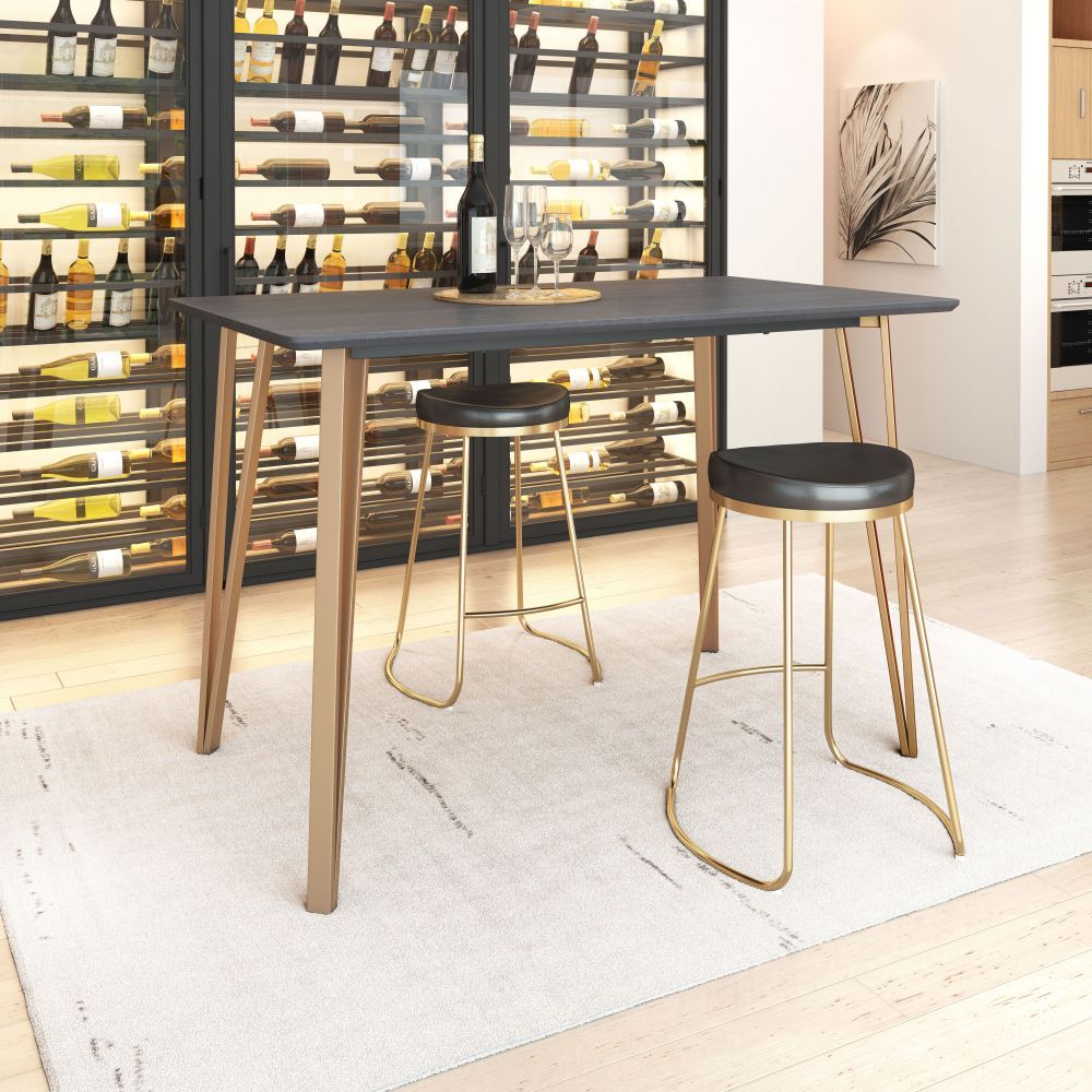 TABLE ZUO DEUS 101890 | Counter Table | Black Gold | Faux Wood MDF | Painted Steel | Inside | Kitchen Living Room Office Bar Area Set