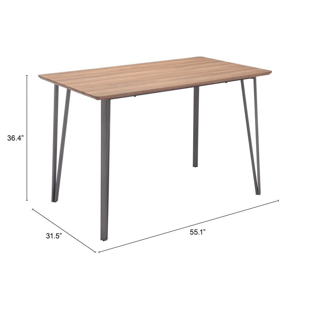 TABLE ZUO DOUBS 101889 | Counter Table | Brown Gray | Faux Wood MDF | Painted Steel | Inside | Kitchen Living Room Office Bar Area