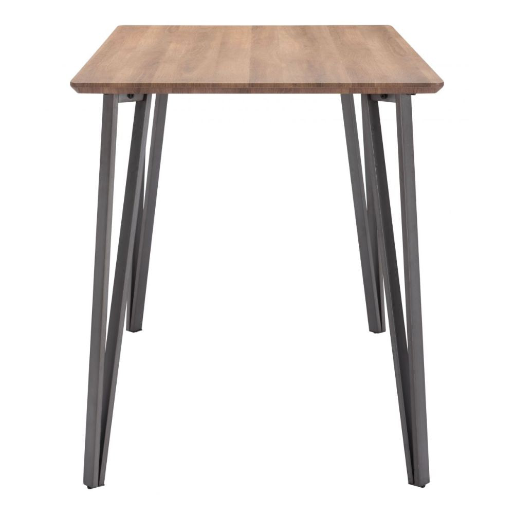 TABLE ZUO DOUBS 101889 | Counter Table | Brown Gray | Faux Wood MDF | Painted Steel | Inside | Kitchen Living Room Office Bar Area