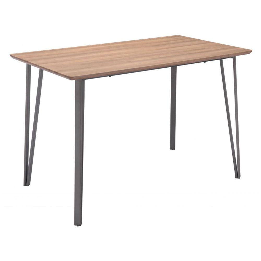 TABLE ZUO DOUBS 101889 | Counter Table | Brown Gray | Faux Wood MDF | Painted Steel | Inside | Kitchen Living Room Office Bar Area