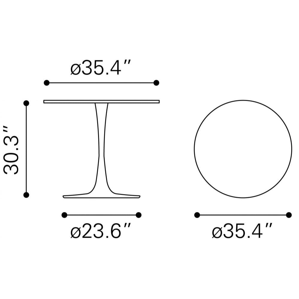 TABLE ZUO OPUS 101566 | Dining Table | White | Painted MDF | Powder Coated Steel | Inside | Kitchen Living Room Office Bar Area