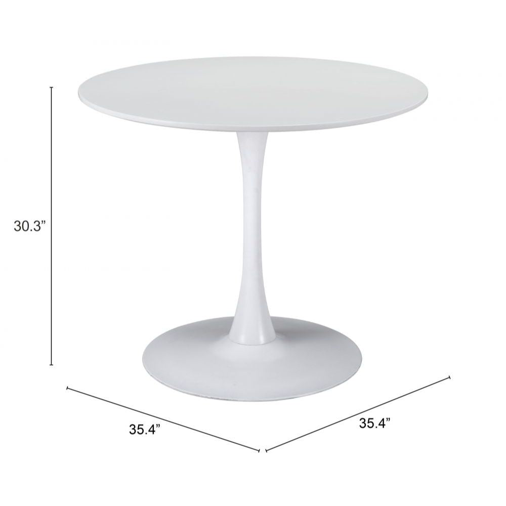 TABLE ZUO OPUS 101566 | Dining Table | White | Painted MDF | Powder Coated Steel | Inside | Kitchen Living Room Office Bar Area