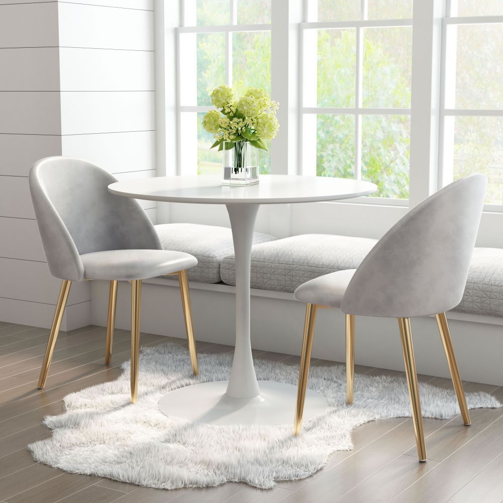 TABLE ZUO OPUS 101566 | Dining Table | White | Painted MDF | Powder Coated Steel | Inside | Kitchen Living Room Office Bar Area Set