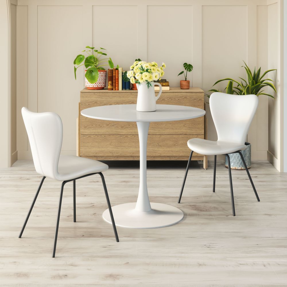 TABLE ZUO OPUS 101566 | Dining Table | White | Painted MDF | Powder Coated Steel | Inside | Kitchen Living Room Office Bar Area Set