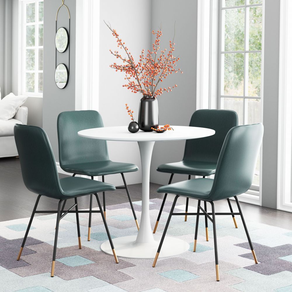 TABLE ZUO OPUS 101566 | Dining Table | White | Painted MDF | Powder Coated Steel | Inside | Kitchen Living Room Office Bar Area Set