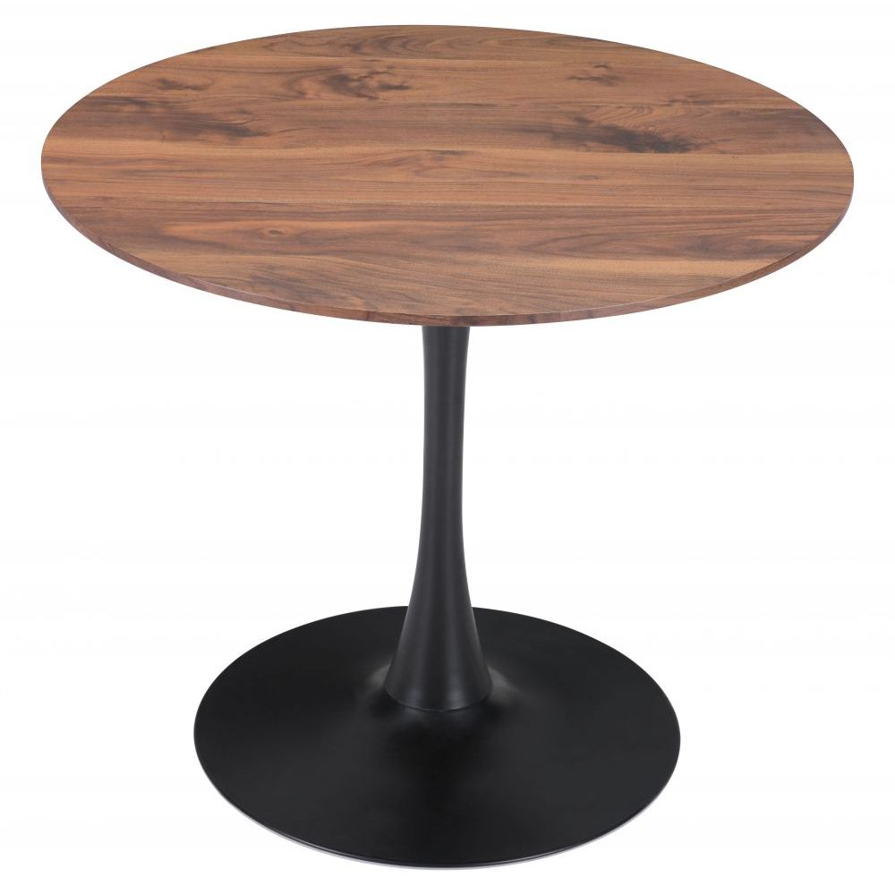 TABLE ZUO OPUS 101567 | Dining Table | Brown Black | Faux Wood MDF | Powder Coated Steel | Inside | Kitchen Living Room Office Bar Area
