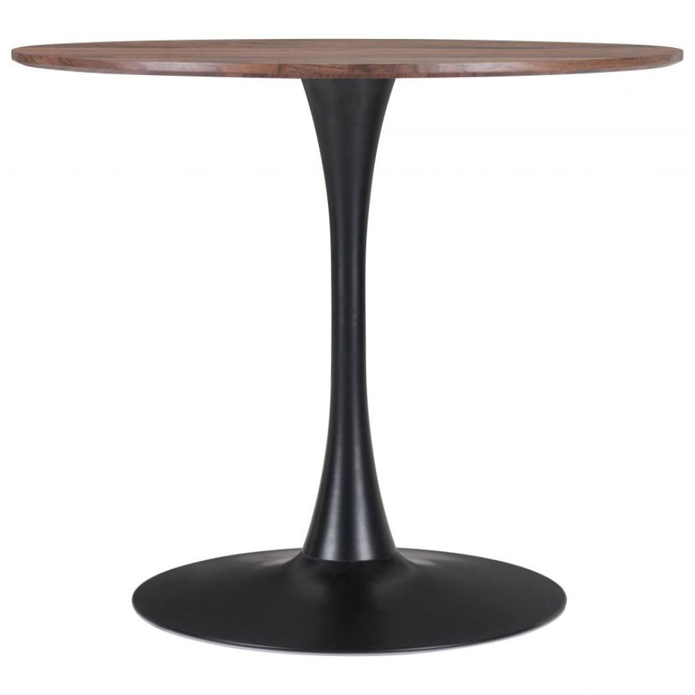 TABLE ZUO OPUS 101567 | Dining Table | Brown Black | Faux Wood MDF | Powder Coated Steel | Inside | Kitchen Living Room Office Bar Area