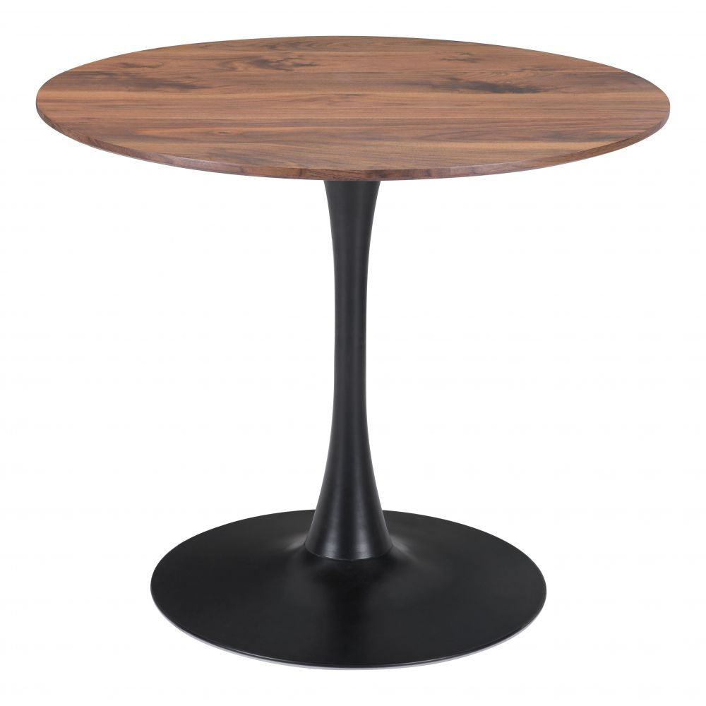 TABLE ZUO OPUS 101567 | Dining Table | Brown Black | Faux Wood MDF | Powder Coated Steel | Inside | Kitchen Living Room Office Bar Area