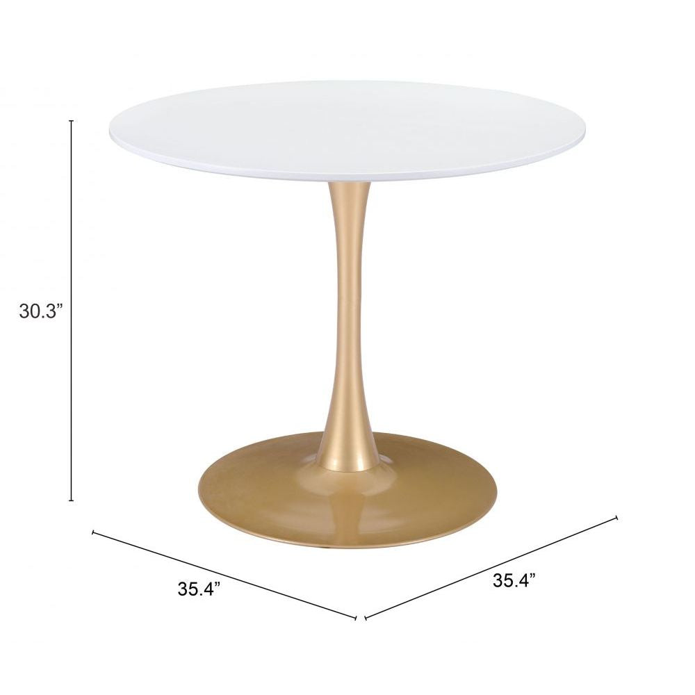TABLE ZUO OPUS 101568 | Dining Table | Gold White | Painted MDF | Powder Coated Steel | Inside | Kitchen Living Room Office Bar Area