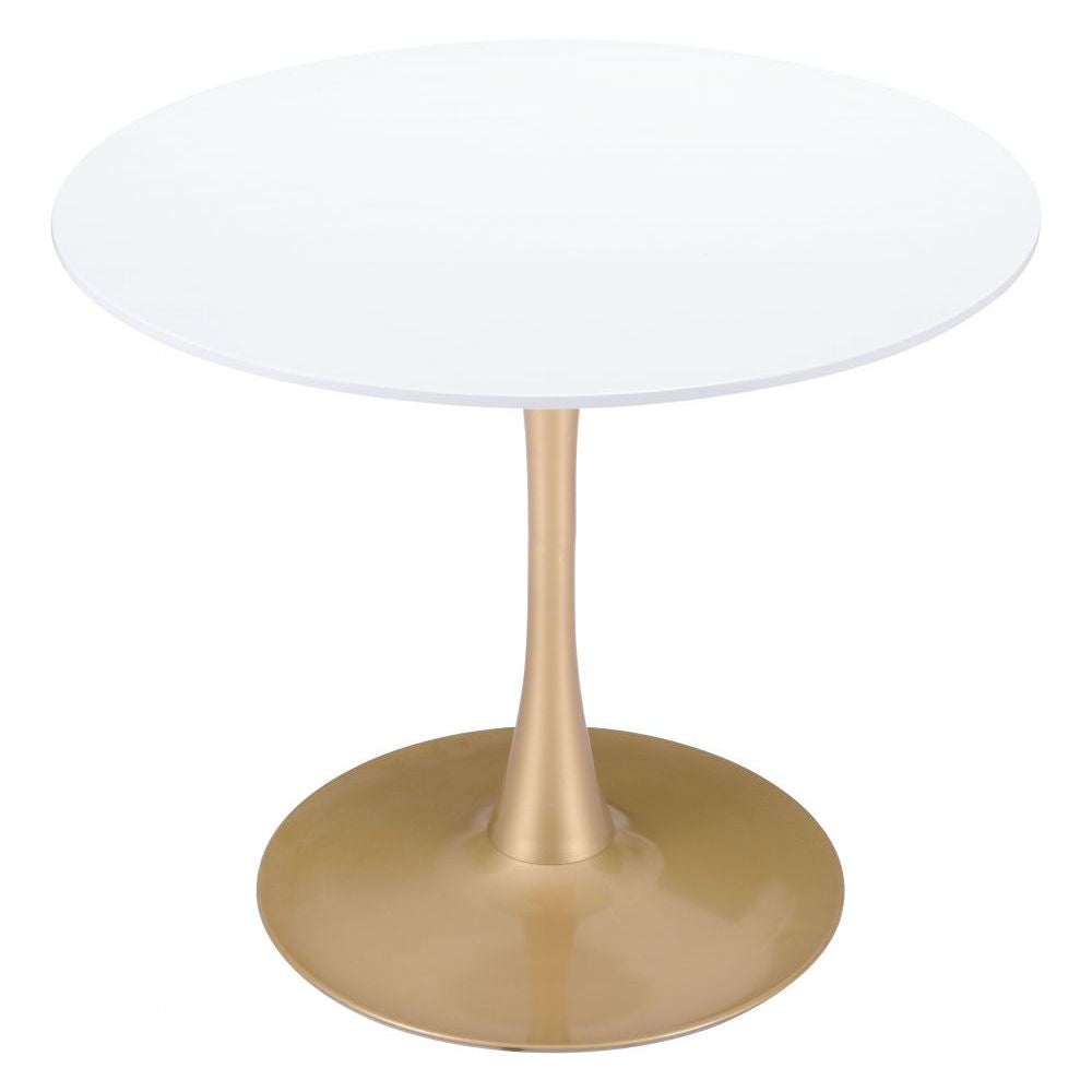 TABLE ZUO OPUS 101568 | Dining Table | Gold White | Painted MDF | Powder Coated Steel | Inside | Kitchen Living Room Office Bar Area