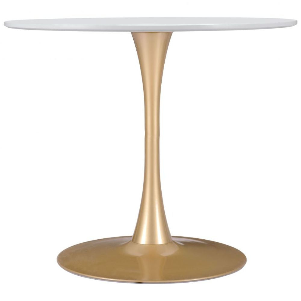 TABLE ZUO OPUS 101568 | Dining Table | Gold White | Painted MDF | Powder Coated Steel | Inside | Kitchen Living Room Office Bar Area
