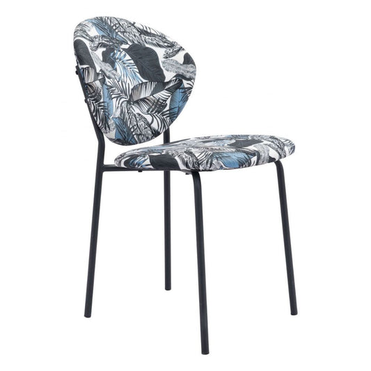 CHAIR ZUO CLYDE 101522 | Dining Chair | Leaf Print Black | 100% Polyester | Printed Fabric | Inside | Use Interior Department Room Department Accommodation Studio Decoration Interiors Home Habitacion Dinner Room