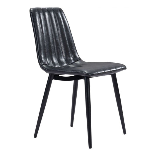CHAIR ZUO DOLCE 101552 | Vintage Dining Chair |Black | 100% Polyurethane | Faux Leather | Inside | Use Interior Department Room Department Accommodation Studio Decoration Interiors Home Habitacion Dinner Room