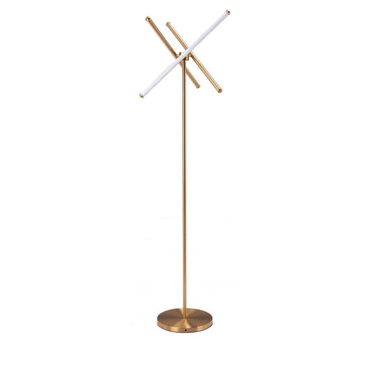 LÁMPARA ZUO GARZA | Living Room Floor Lamp | Brass | Gold | Electroplated Steel | Silicone | Inside | Room Waiting Room Bedroom Decorative Home Interior Decoration Lamp Ilumination Modern Light Kitchen
