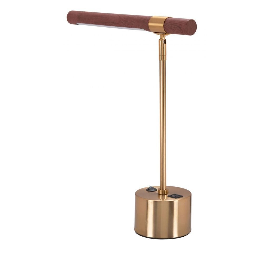 LAMP ZUO KIPPY | Room Table Lamp | Brown | Brass | Gold | Electroplated Steel | Faux Wood Steel | Silicone | Inside | Room Waiting Room Bedroom Decorative Home Interior Decoration Lamp Ilumination Modern Light Kitchen