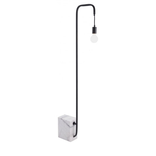LAMP ZUO LANCIA | Floor Lamp for Living Room | White Marble Base Structure | Black | Steel | Inside Bedroom Waiting Room Decorative Room Home Interior Decorative Lamp Lighting Floor Lamp Modern Lamp Light Kitchen Living Room Bedroom