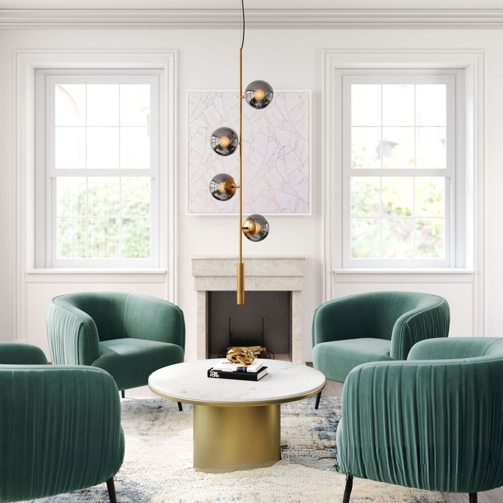 LAMP ZUO ZATARA | Ceiling Light for Living Room | Black Brass | Steel Tinted Glass | Inside Bedroom Waiting Room Decorative Room Home Interior Decorative Lamp Lighting Floor Lamp Modern Lamp Light Kitchen Living Room Bedroom Set