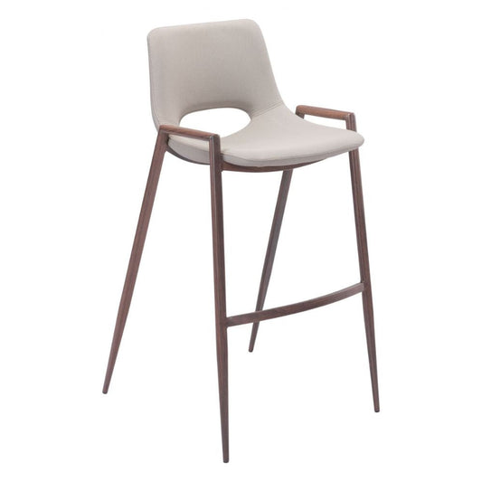 STOOL ZUO DESI 101699 | Counter Stool for Kitchen Dining Area | Beige Walnut | 100% Polyurethane | Faux Leather | Inside | Bar Restaurant Cafetería Food Court Bar Breakfast Kitchen Bistro