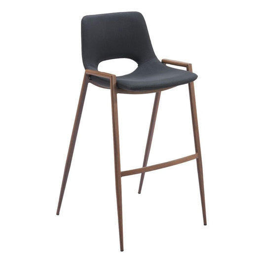 STOOL ZUO DESI ZUO 101697 | Counter Stool for Kitchen Dining Area | Black Walnut | 100% Polyurethane | Faux Leather | Inside| Bar Restaurant Cafetería Food Court Bar Breakfast Kitchen Bistro