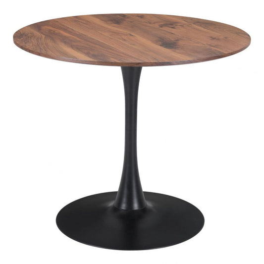 TABLE ZUO OPUS 101567 | Dining Table | Brown Black | Faux Wood MDF | Powder Coated Steel | Inside | Kitchen Living Room Office Bar Area