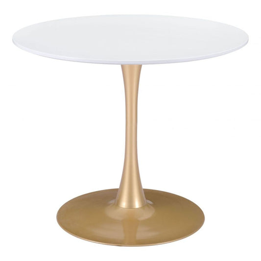 TABLE ZUO OPUS 101568 | Dining Table | Gold White | Painted MDF | Powder Coated Steel | Inside | Kitchen Living Room Office Bar Area